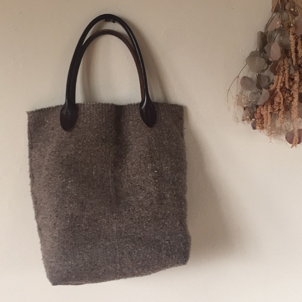 Chamula wool and leather tote
